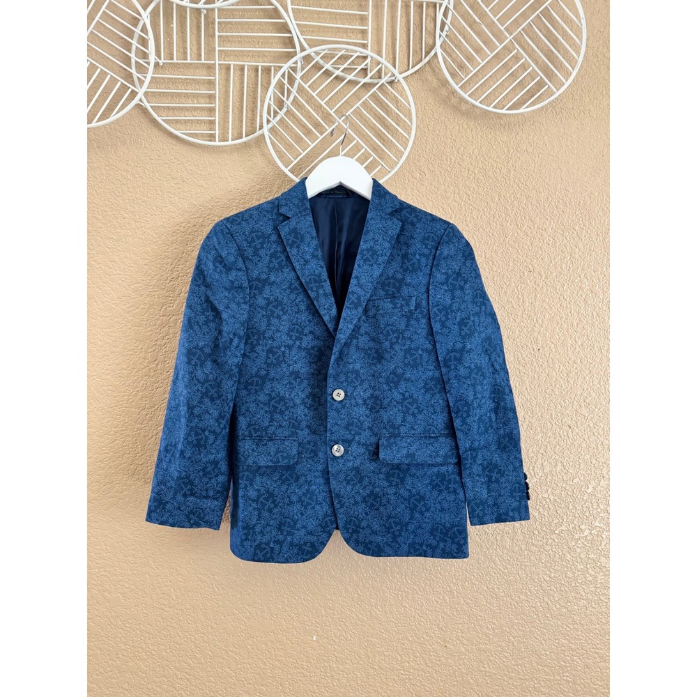 Lauren Ralph Lauren Boys Blue Linen Anchor Print Blazer Jacket Nautical 12